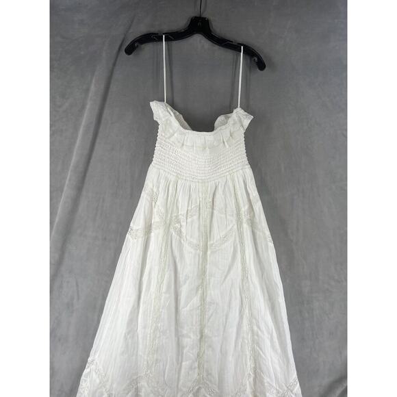 Free People Hi Hello Stocked Lace Trim Midi Dress Size Medium White Strapless - Picture 7 of 12